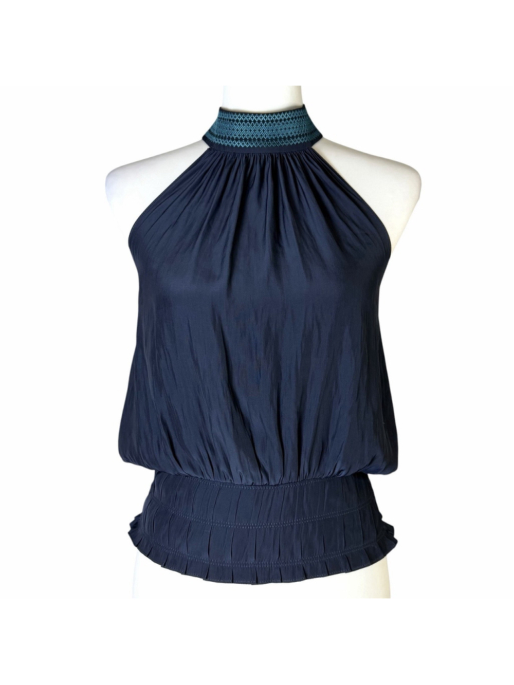 Ramy Brook Women's Exclusive Cadence Sleeveless Sash Top Sz S NWT $295 Navy - Picture 2 of 9